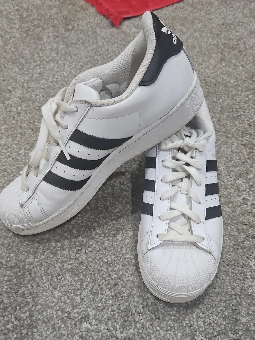 adidas White and Black Superstar Sneakers size 7
